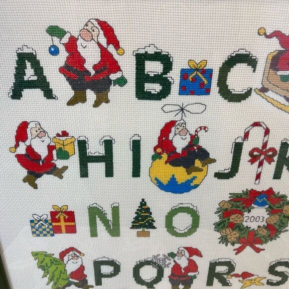 Christmas alphabet needlepoint frame || Christmas themed wall art || 2001’ Circa - Picture 6 of 10